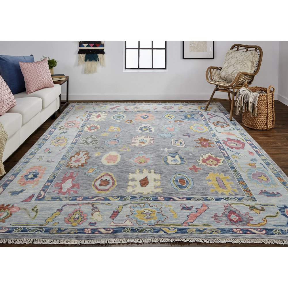 Karina Traditional Persian, Blue/Gray/Red, 7'-9" x 9'-9" Area Rug. Picture 2