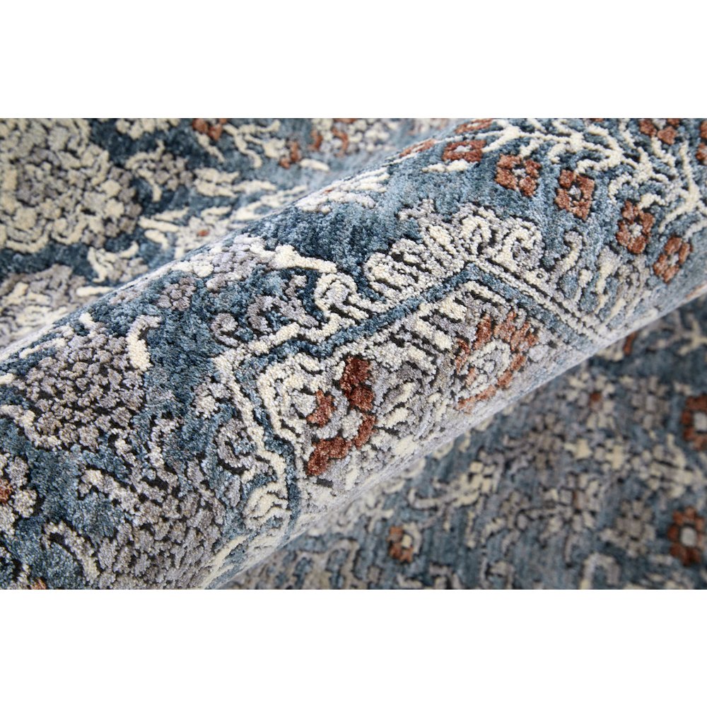 Marquette Transitional Medallion, Blue/Ivory, 2'-8" x 8' Runner. Picture 5