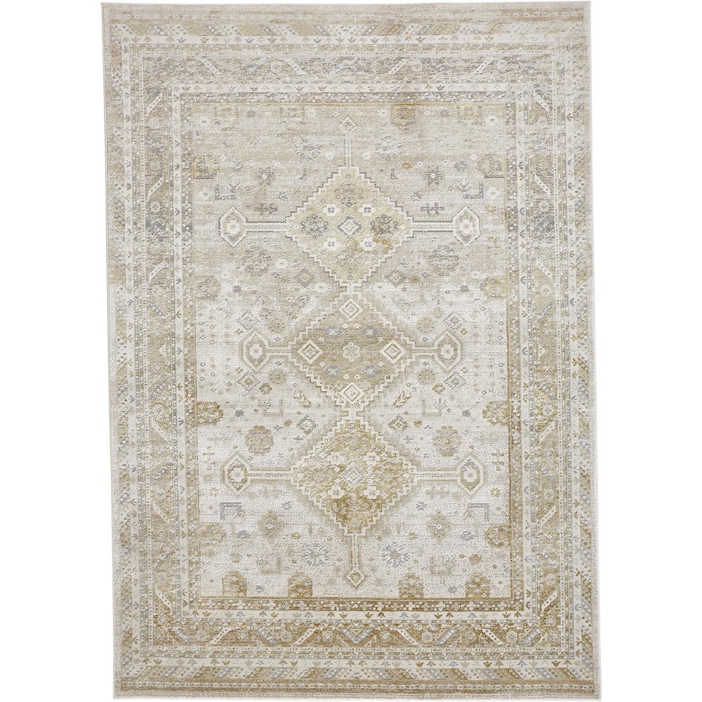 Aura Modern Persian, Gold/Ivory, 9'-2" x 12' Area Rug. Picture 1