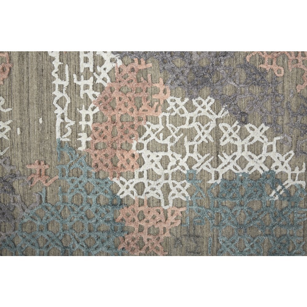 Elias Modern Abstract, Pink/Blue/Taupe, 5' x 8' Area Rug. Picture 6