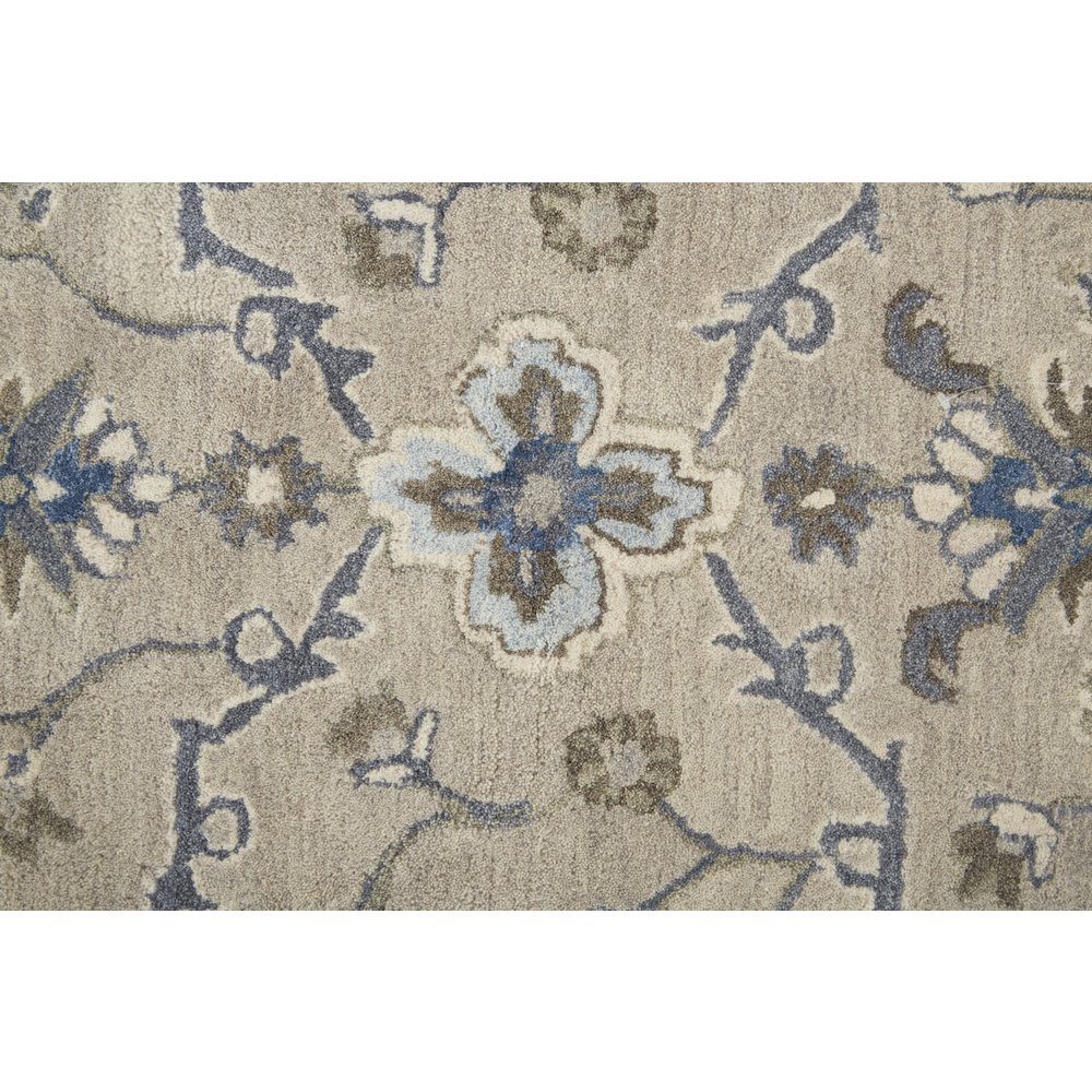 Rylan Transitional Oriental, Taupe/Ivory/Blue, 9' x 12' Area Rug. Picture 6