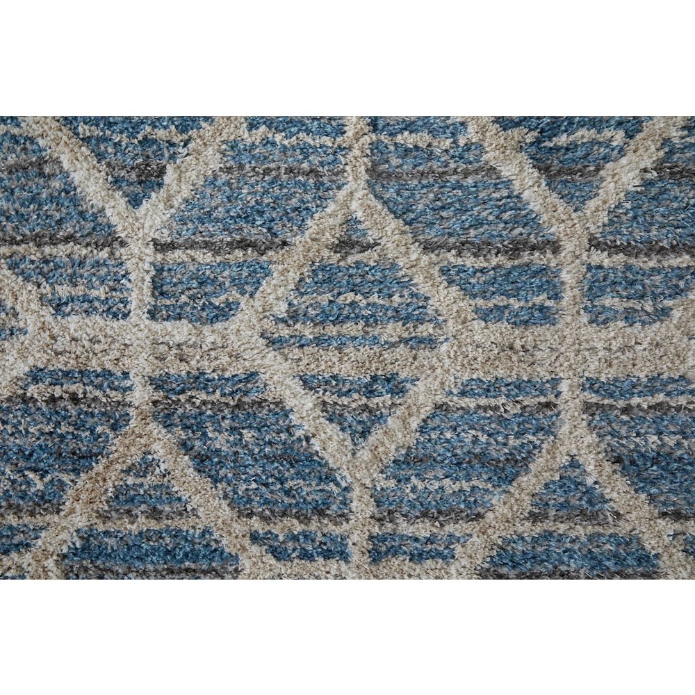 Mynka Transitional Diamond, Blue/Ivory, 10' x 14' Area Rug. Picture 6