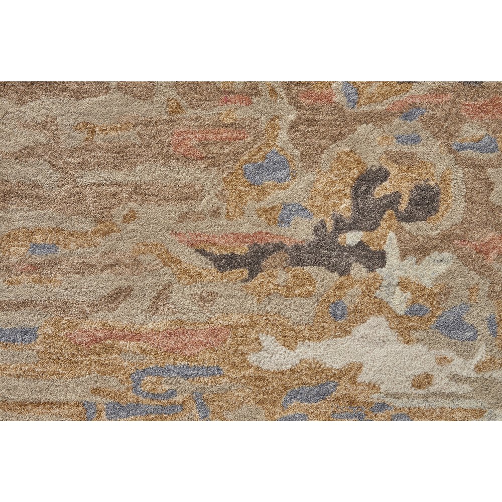 Everley Modern Abstract, Tan/Blue, 2' x 3' Accent Rug. Picture 6
