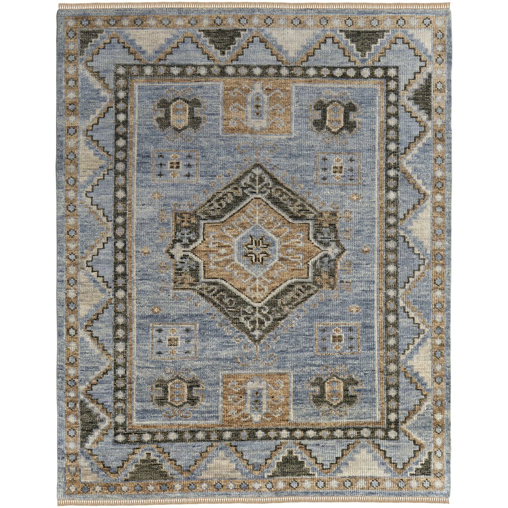 Fillmore Traditional Medallion, Blue/Green, 3' x 5' Accent Rug. Picture 1