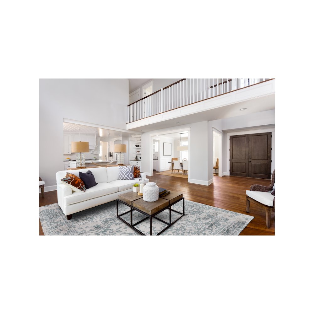 Nadia Distressed Damask Rug, Blue/Gray Mist, 5ft x 8ft Area Rug, 6678383FICE000E10. Picture 2