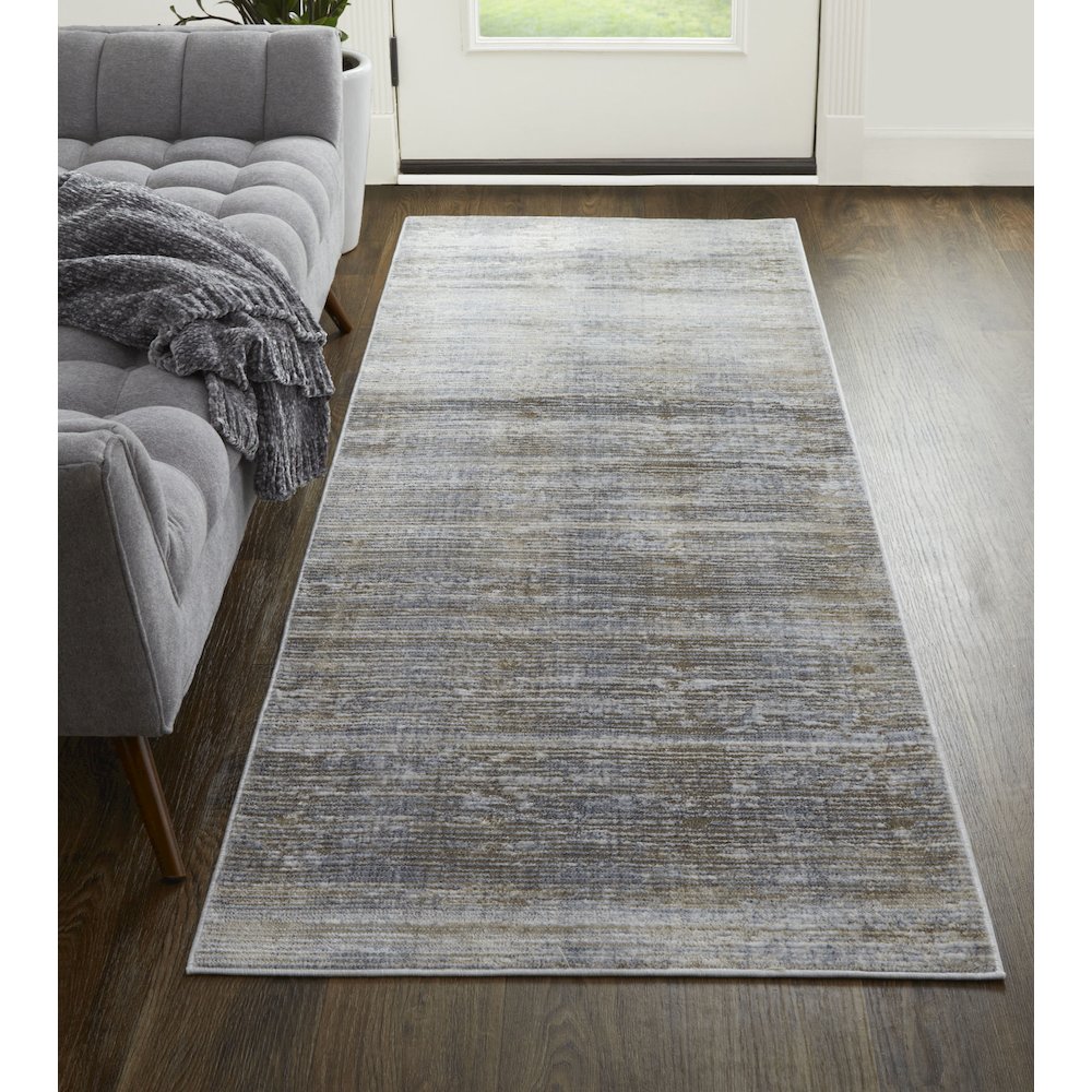 Laina Transitional Distressed, Taupe/Silver/Tan, 3' x 10' Runner. Picture 2
