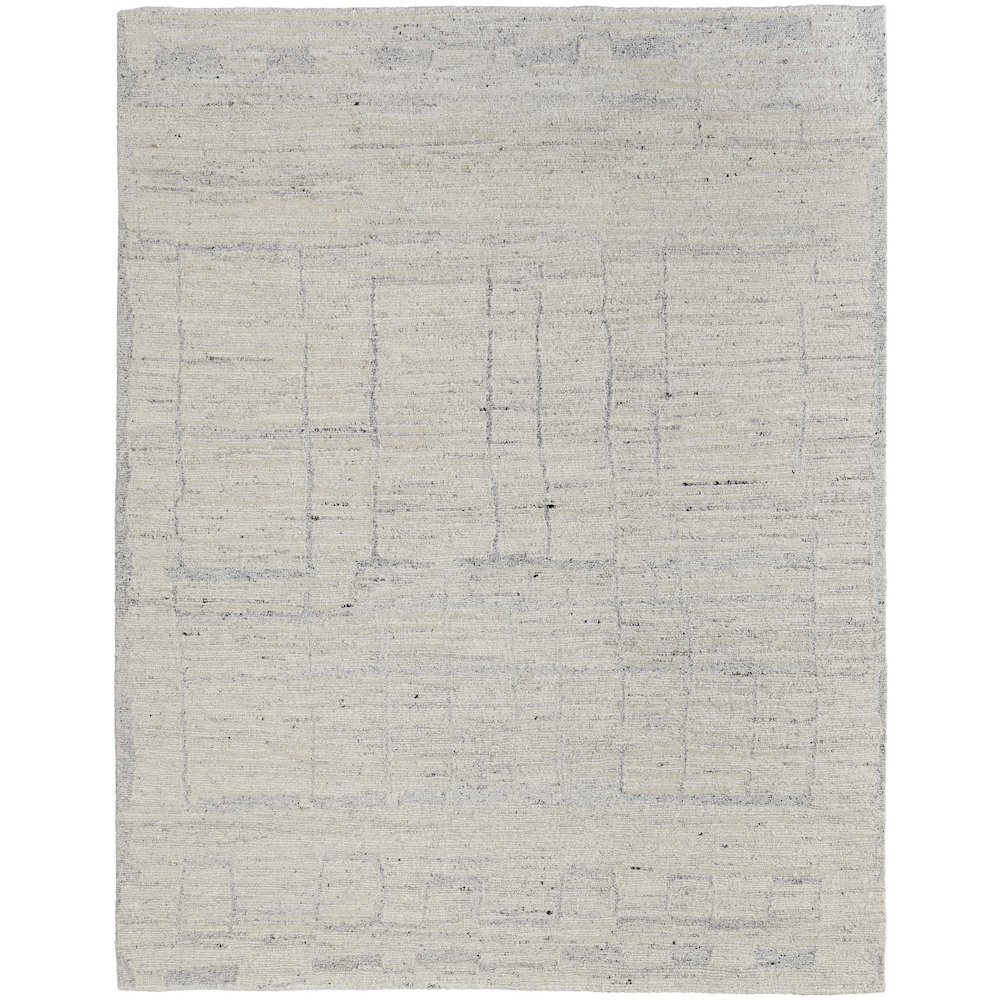 Navaro Modern Distressed, Ivory/Gray/Blue, 7'-9" x 9'-9" Area Rug. Picture 1