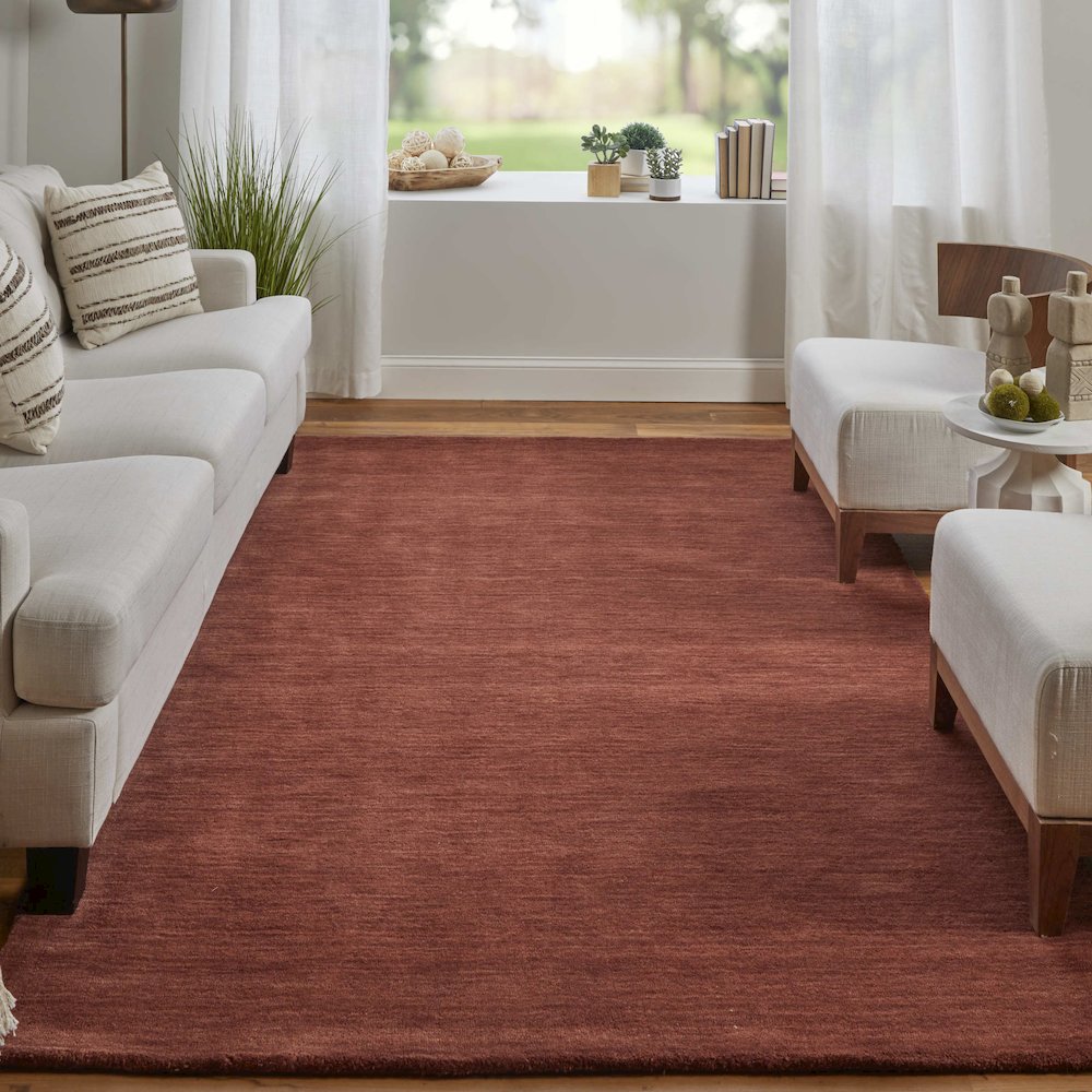 Luna Hand Woven Marled Wool Rug,Rust/Red-Orange, 3ft-6in x 5ft-6in Accent Rug, 5798049FRST000C50. Picture 2