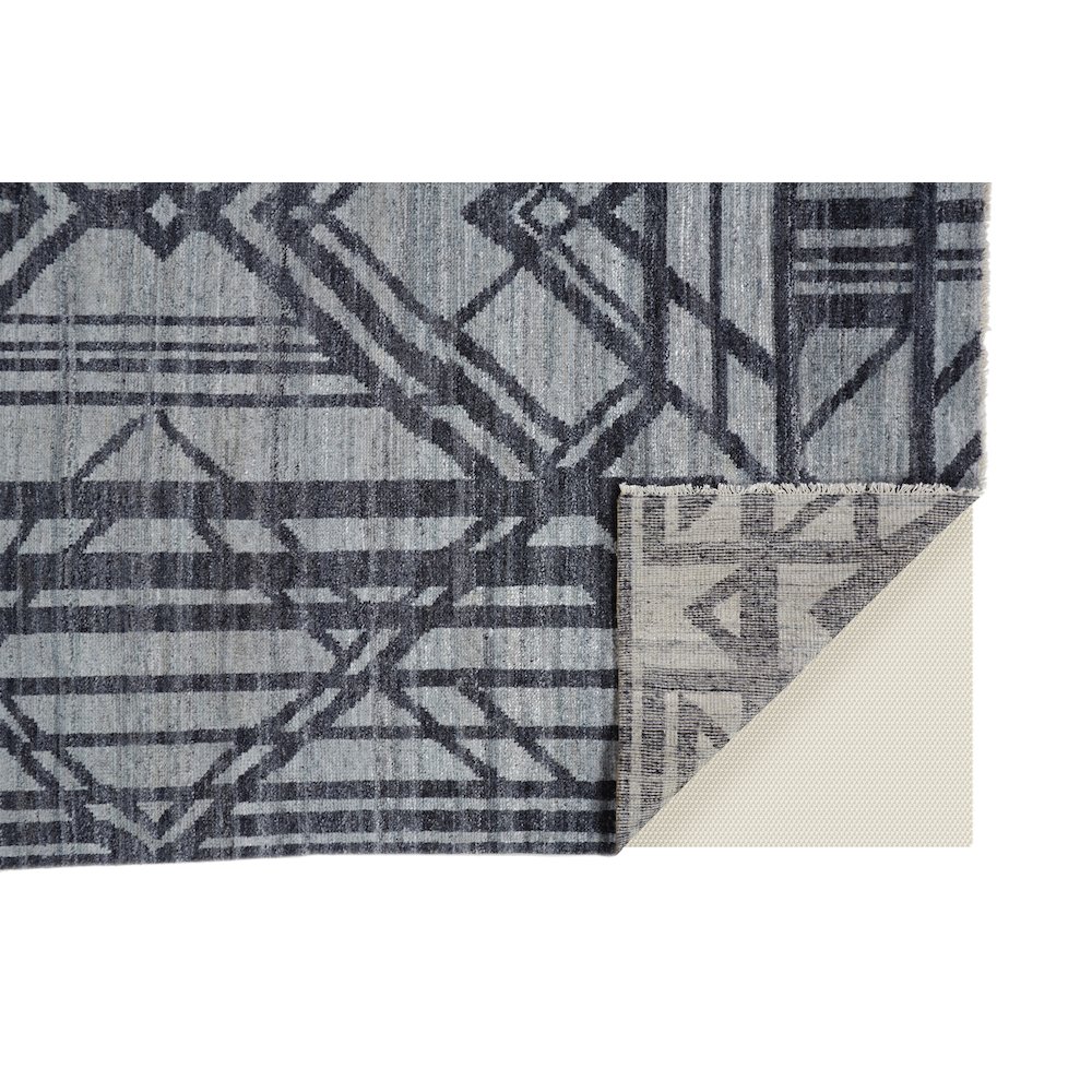 Vivien Art Deco Hand Knot Wool Rug, Graphite Gray/Denim, 2ft x 3ft Accent Rug, 8046554FGRYBLUP00. Picture 4
