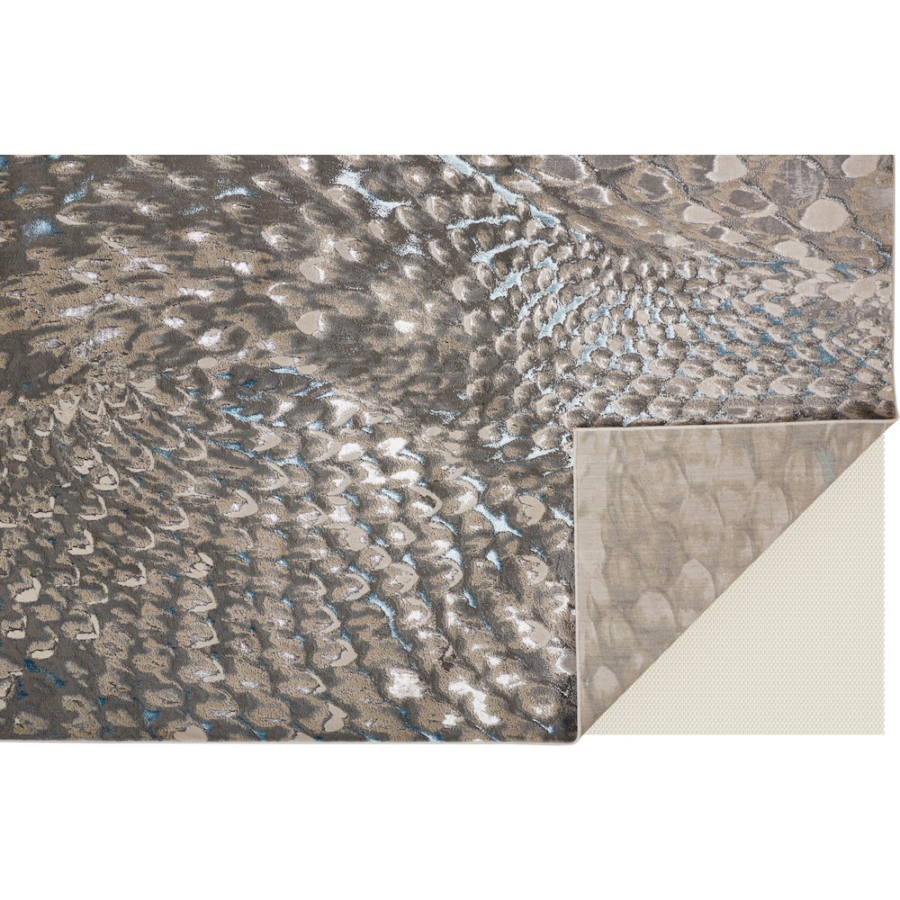 Azure Modern Abstract, Blue/Silver/Gray, 12' x 15' Area Rug. Picture 4