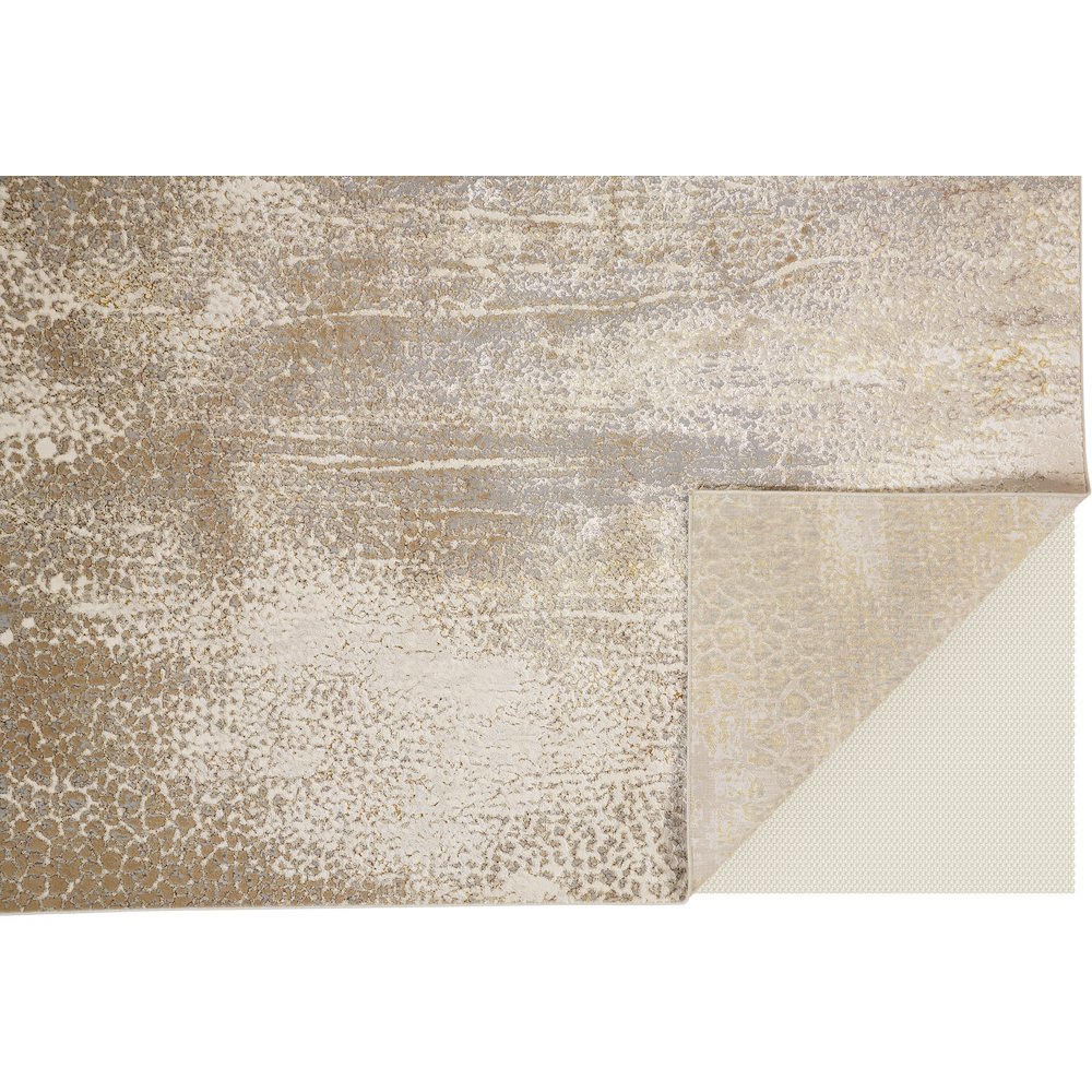 Aura Modern Abstract, Ivory/Gray/Gold, 3'-11" x 6' Accent Rug. Picture 5