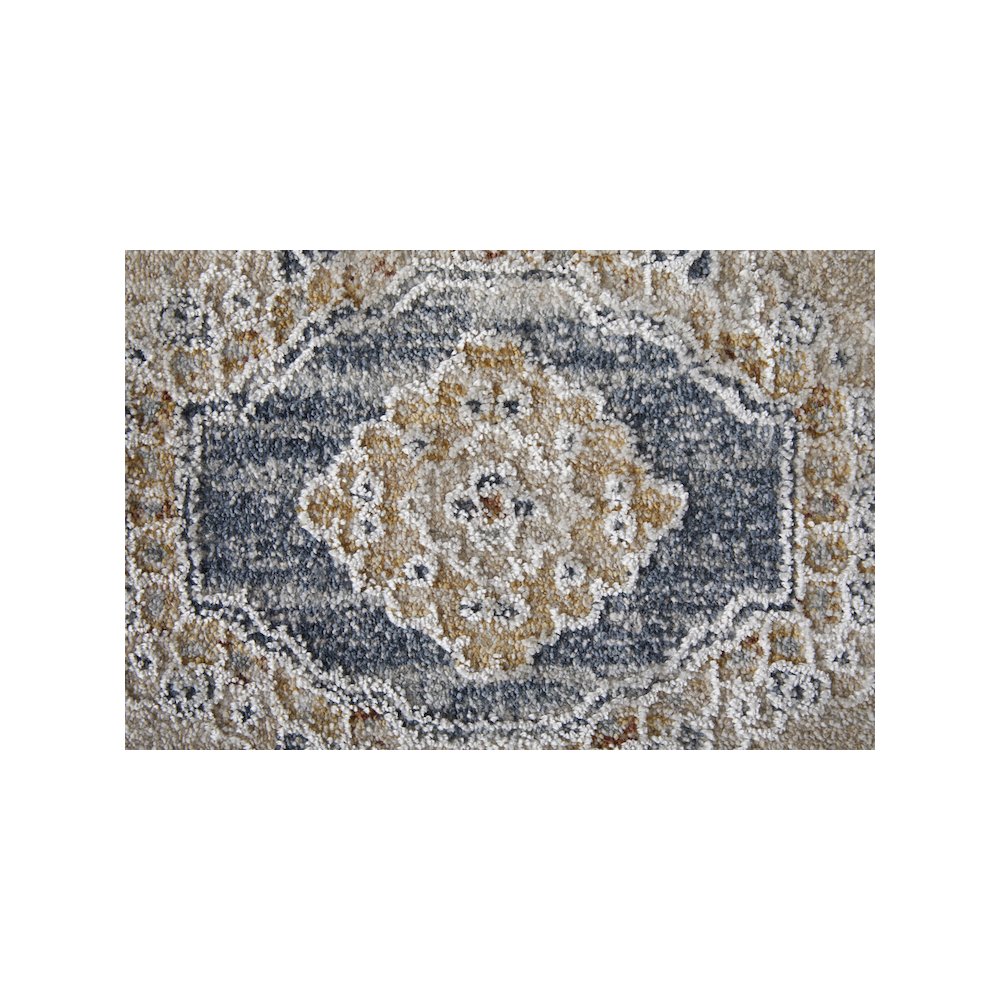 Pasha Transitional Medallion, Ivory/Taupe/Blue, 7'-10" x 10'-3" Area Rug. Picture 6
