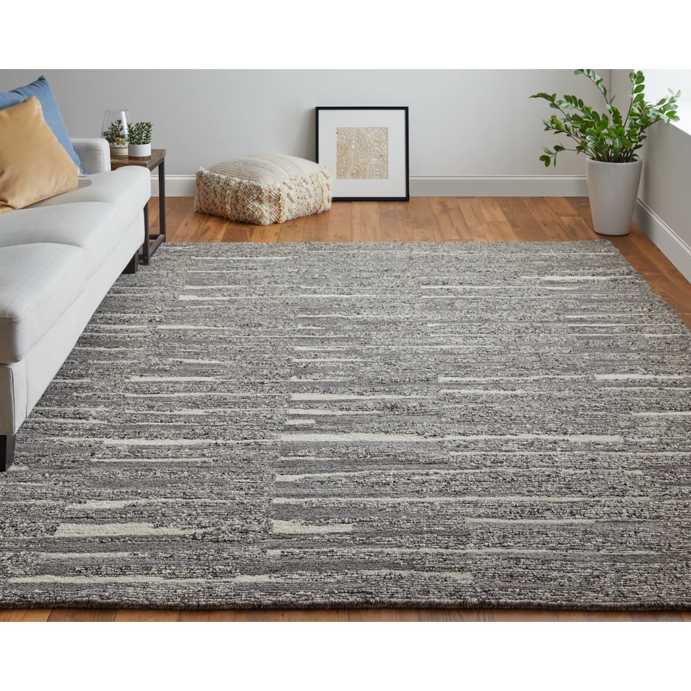 Navaro Modern Abstract, Gray/Taupe/Ivory, 7'-9" x 9'-9" Area Rug. Picture 2
