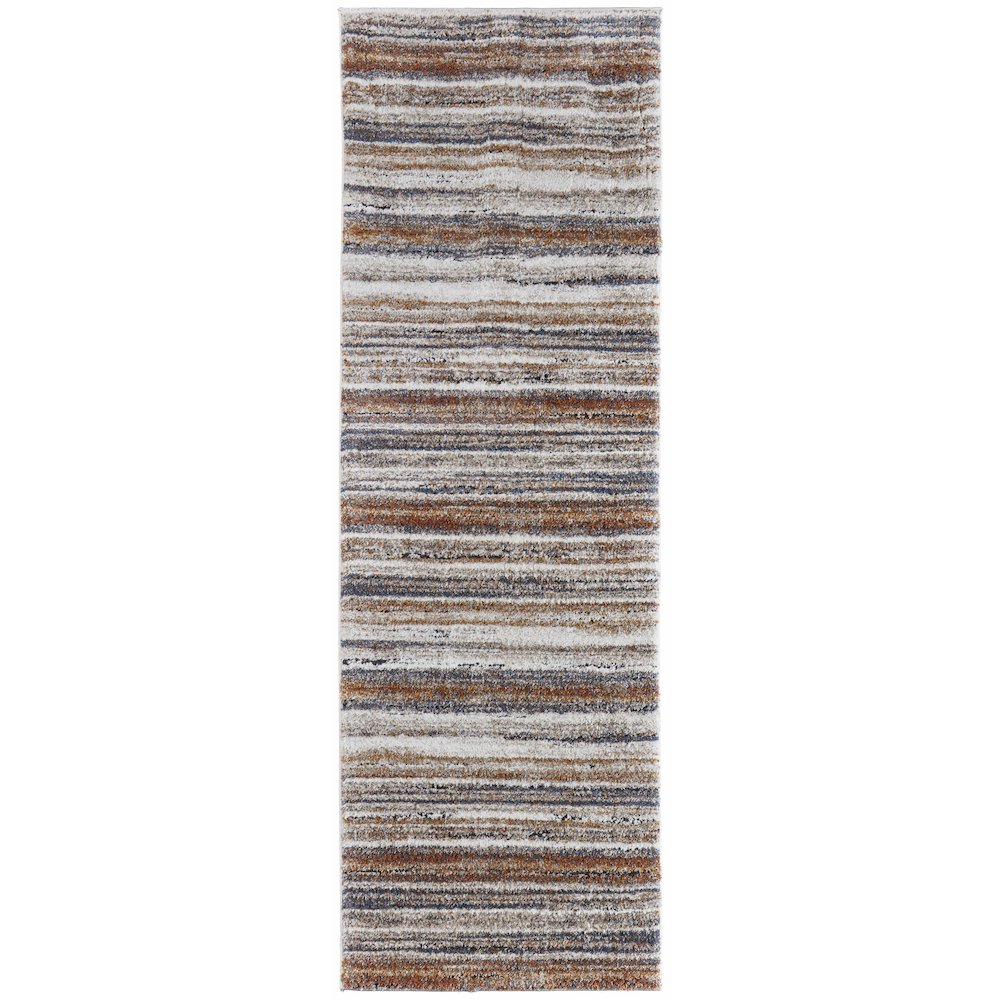 Gilmore Modern Stripes, Ivory/Orange/Gray, 2'-6" x 8' Runner. Picture 1