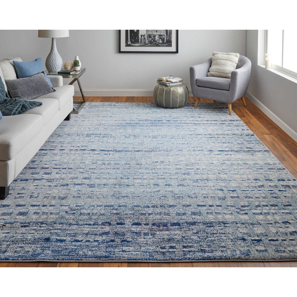 Edgemont Modern Abstract, Blue/Ivory, 10' x 14' Area Rug. Picture 2