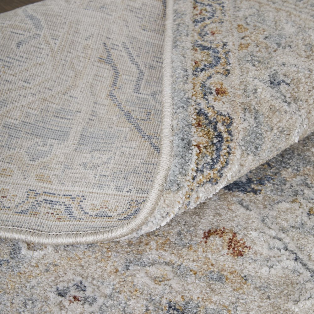 Pasha Transitional Distressed, Ivory/Blue/Tan, 2' x 3' Accent Rug. Picture 7