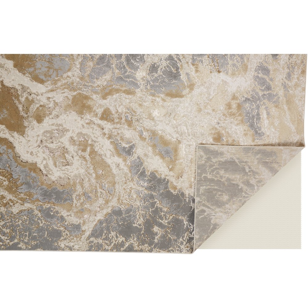 Aura Modern Abstract, Ivory/Silver/Gold, 3'-11" x 6' Accent Rug. Picture 5