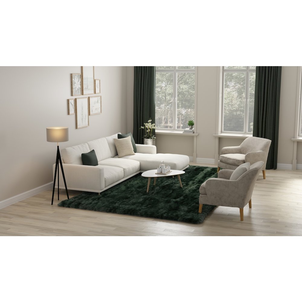 Indochine Modern Solid, Green, 4'-9" x 7'-6" Area Rug. Picture 3