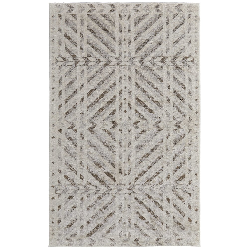 Vancouver Modern Geometric, Ivory/Tan/Brown, 5' x 8' Area Rug. Picture 1