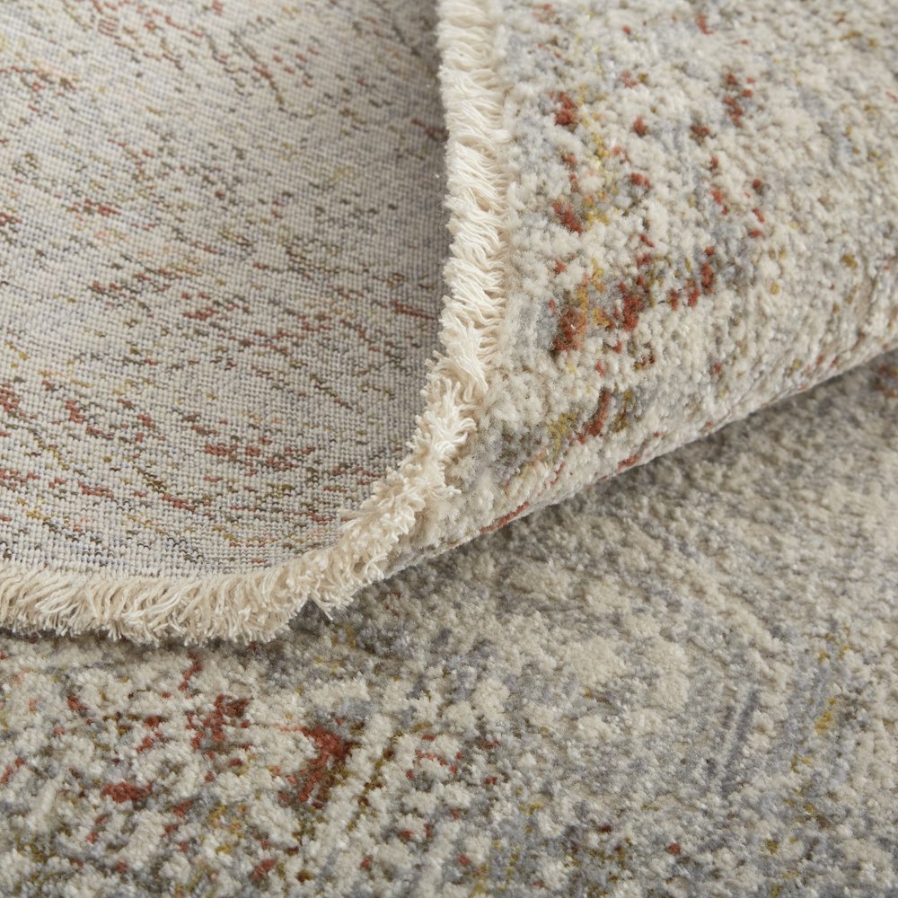 Kaia Transitional Distressed, Tan/Ivory/Orange, 7'-10" x 9'-6" Area Rug. Picture 7