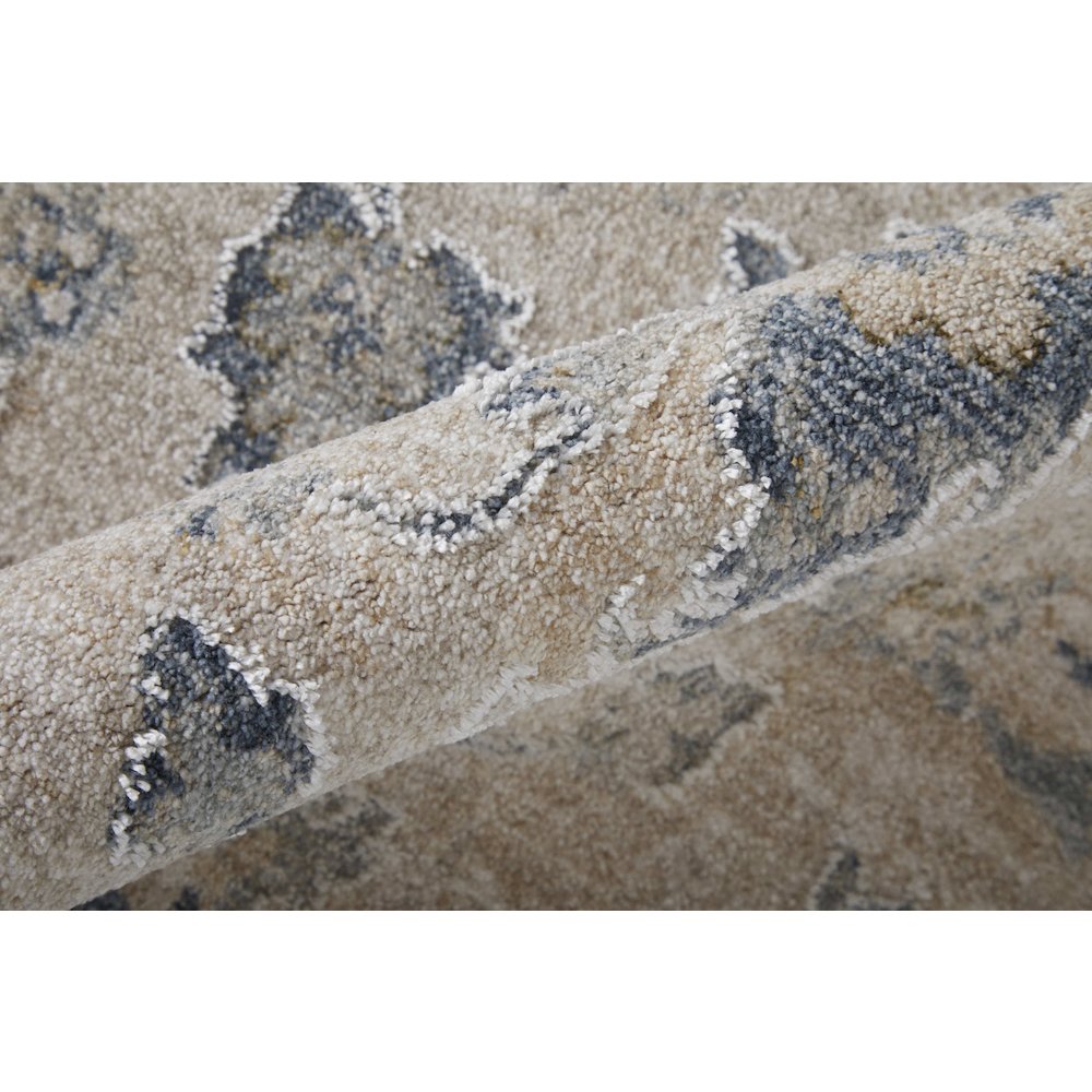 Pasha Transitional Floral & Botanical, Ivory/Taupe/Blue, 6'-7" x 9'-6" Area Rug. Picture 5