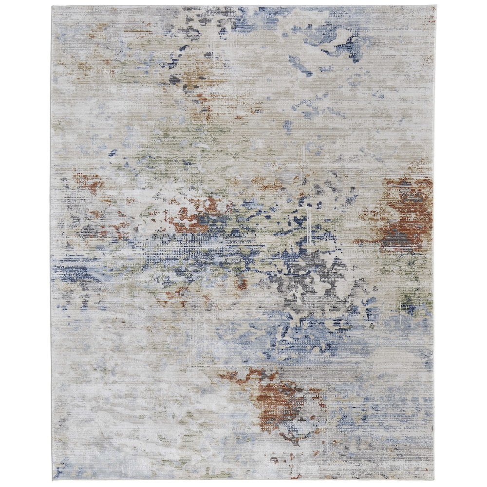 Sonora Modern Abstract, Ivory/Blue/Red, 7'-10" x 10'-3" Area Rug. Picture 1