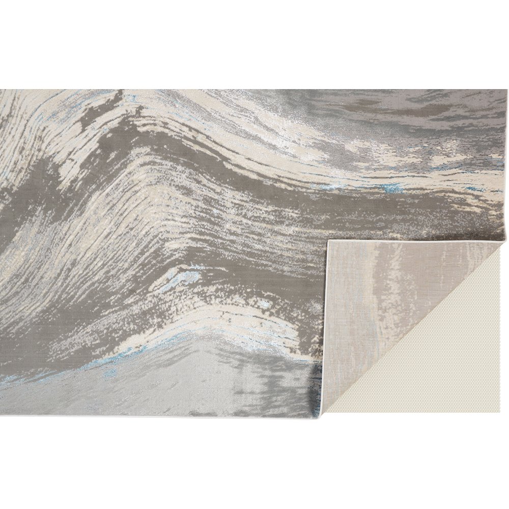 Azure Modern Abstract, Gray/Ivory/Blue, 9'-2" x 12' Area Rug. Picture 4