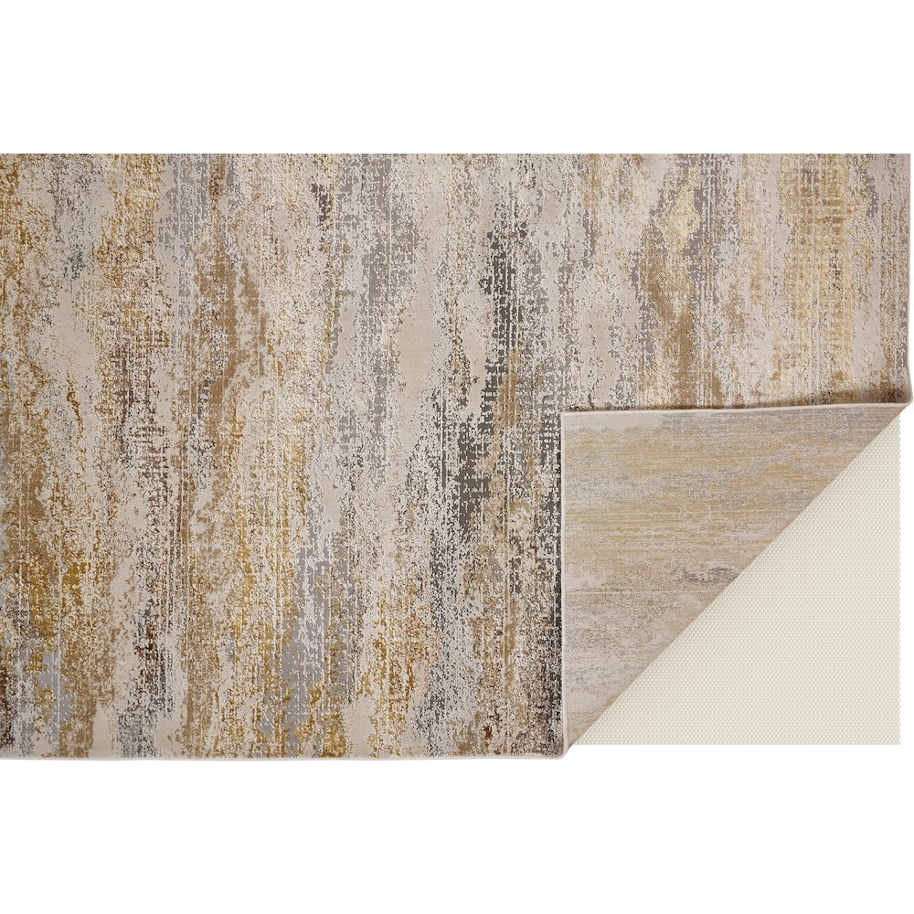Aura Modern Abstract, Gold/Gray/Ivory, 8' x 10' Area Rug. Picture 4