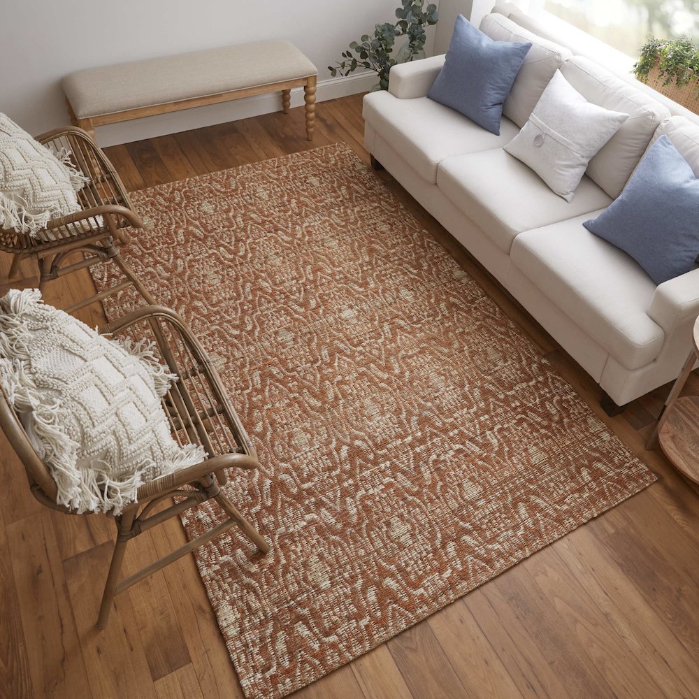Lilliana Transitional Geometric, Orange/Tan, 8' x 11' Area Rug. Picture 2