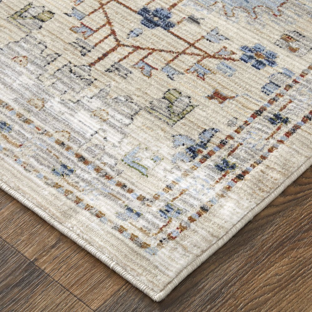 Melrose Traditional Floral & Botanical, Tan/Blue/Red, 5' x 7'-6" Area Rug. Picture 3