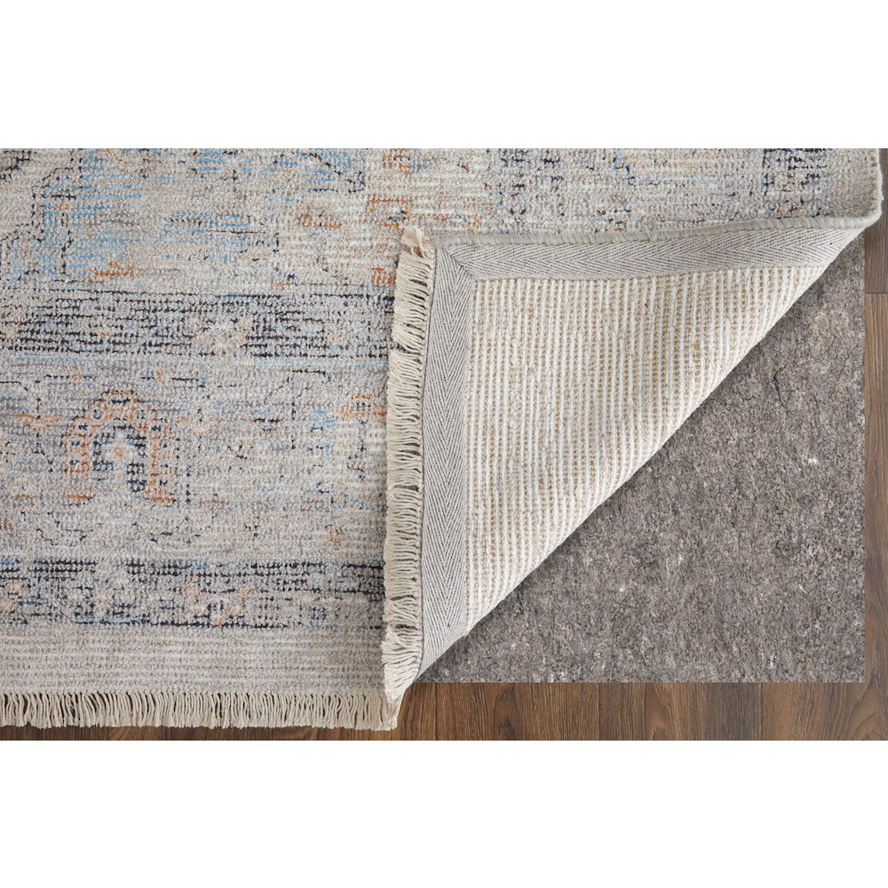Caldwell Transitional Medallion, Ivory/Blue/Orange, 5' x 7'-6" Area Rug. Picture 3