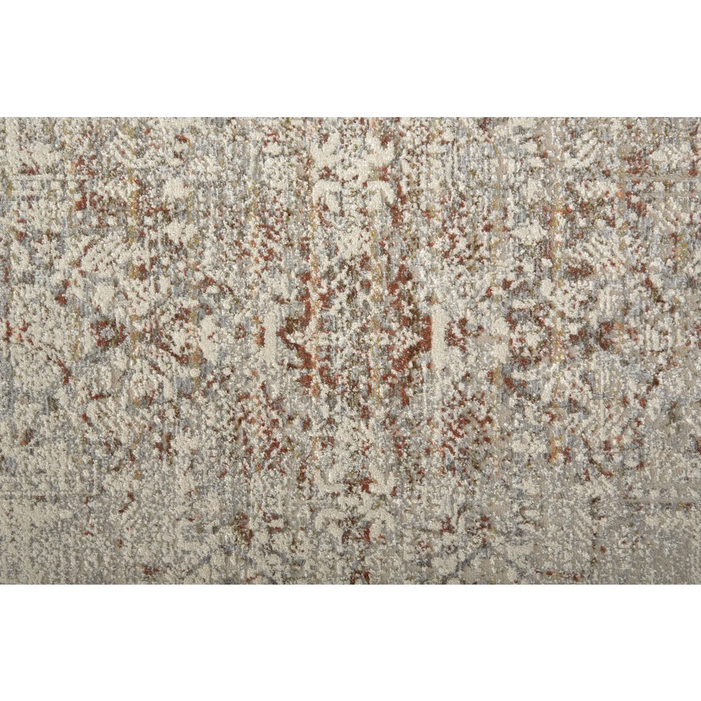 Kaia Transitional Distressed, Tan/Ivory/Orange, 7'-10" x 9'-6" Area Rug. Picture 6