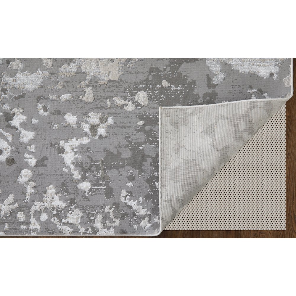 Micah Modern Abstract, Silver/Gray/White, 13' x 20' Area Rug. Picture 4