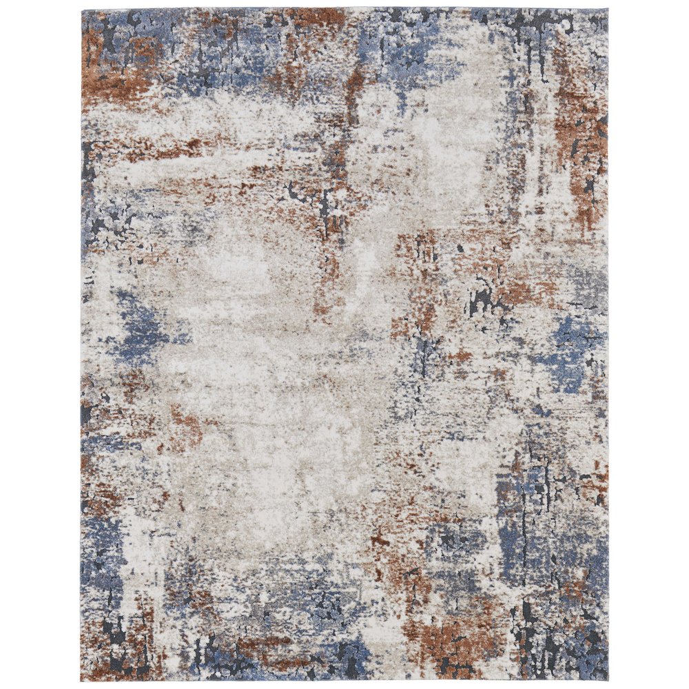 Gilmore Modern Distressed, Ivory/Blue/Taupe, 5'-3" x 8' Area Rug. Picture 1
