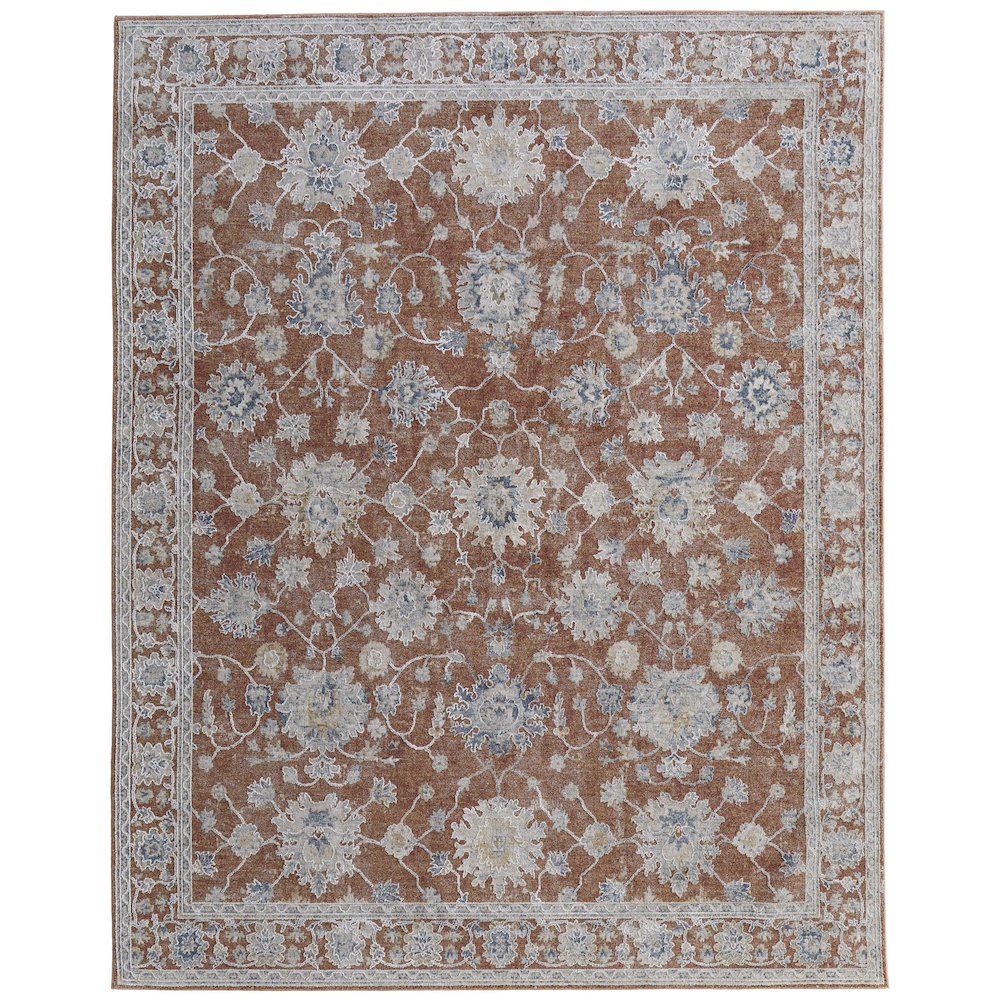 Pasha Transitional Floral & Botanical, Red/Ivory/Blue, 5' x 7'-6" Area Rug. Picture 1