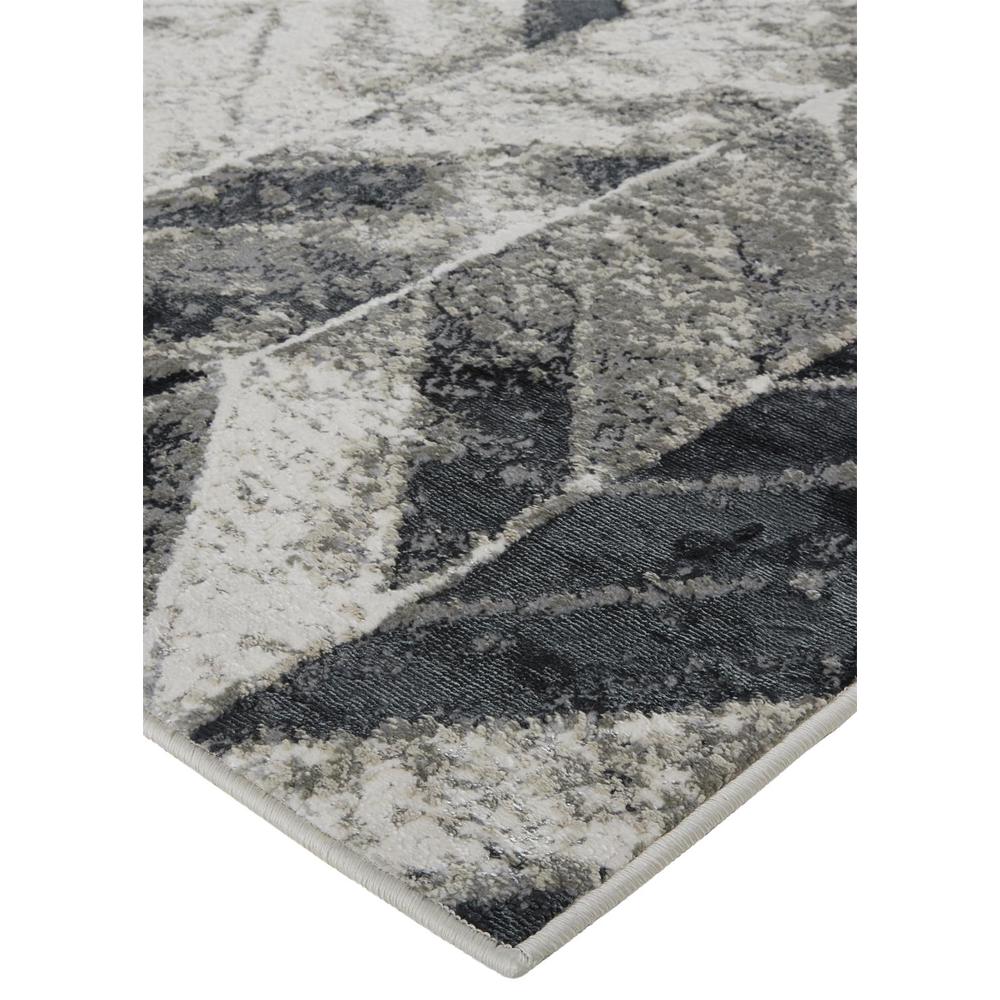 Micah Modern Metallic Chevron Rug,Silver/Black, 1ft - 8in x 2ft - 10in Accent Rug, 6943048FGRYSLVP18. Picture 3