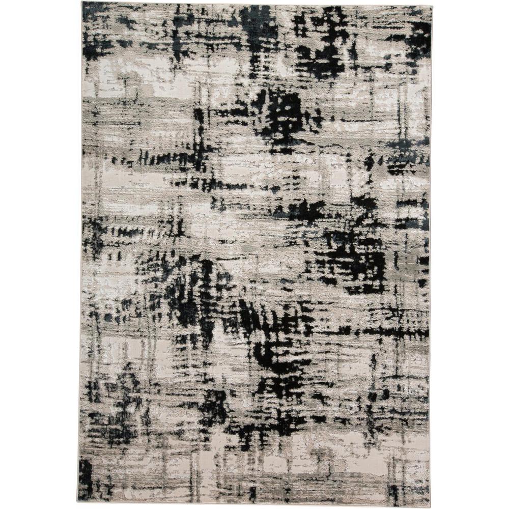 Micah Modern Abstract Rug, Ivory Bone/Black, 5ft x 8ft Area Rug, 6943339FBLK000E10. Picture 2