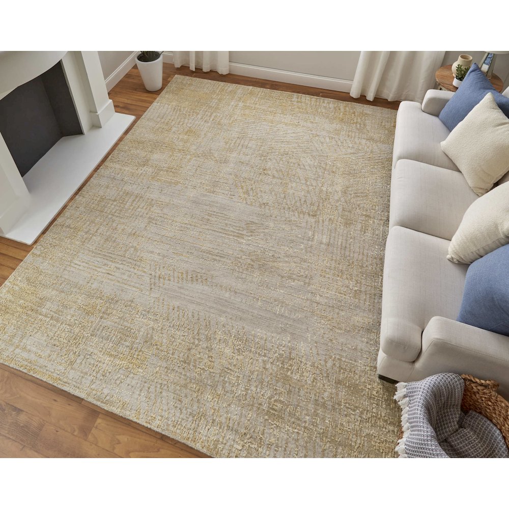 Eastfield Modern Abstract, Yellow/Ivory/Gold, 2' x 3' Accent Rug. Picture 2