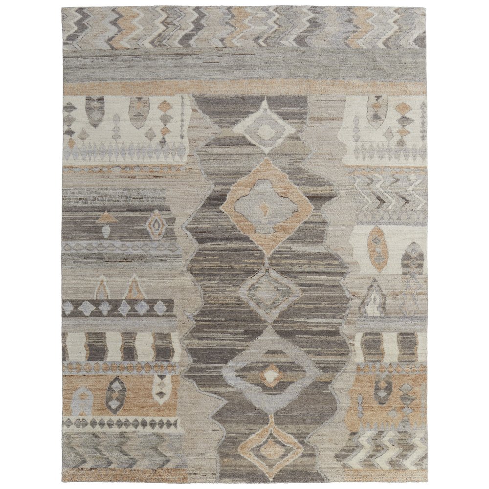 Kasbah Transitional Moroccan, Ivory/Gray/Orange, 5'-6" x 8'-6" Area Rug. Picture 1