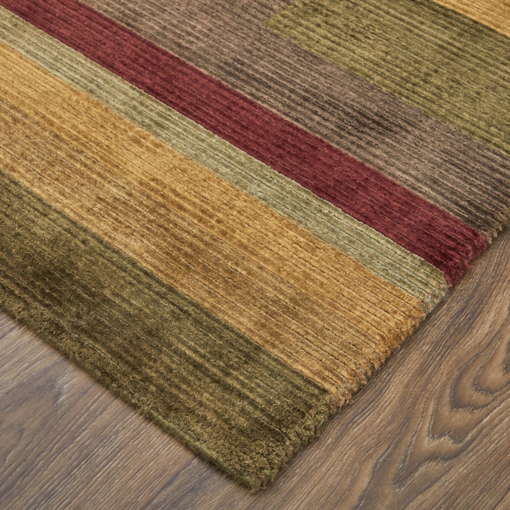Keystone Modern Stripes, Brown/Green/Red, 8'-6" x 11'-6" Area Rug. Picture 3