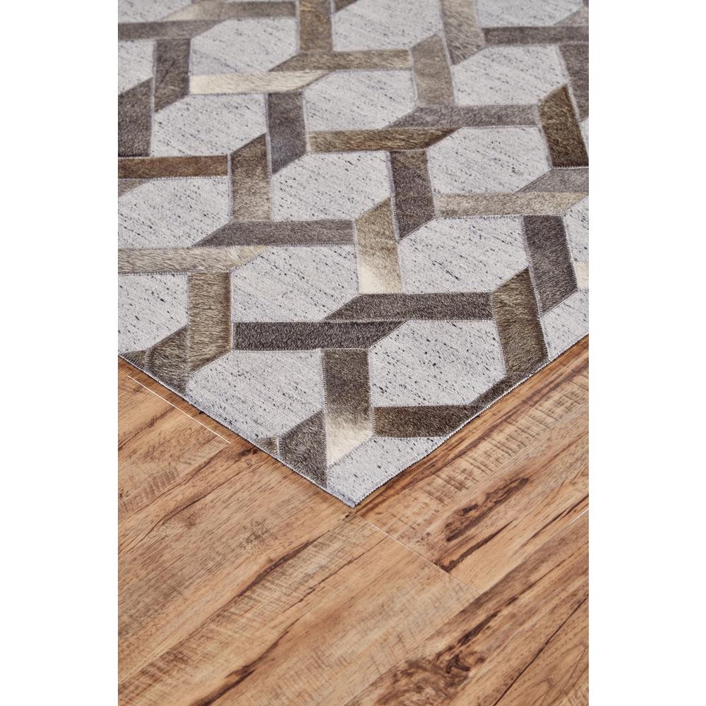 Fannin Handmade Leather Trellis Rug, Gray/Warm Taupe, 8ft x 11ft Area Rug, 7380752FSTLSTMG99. Picture 2
