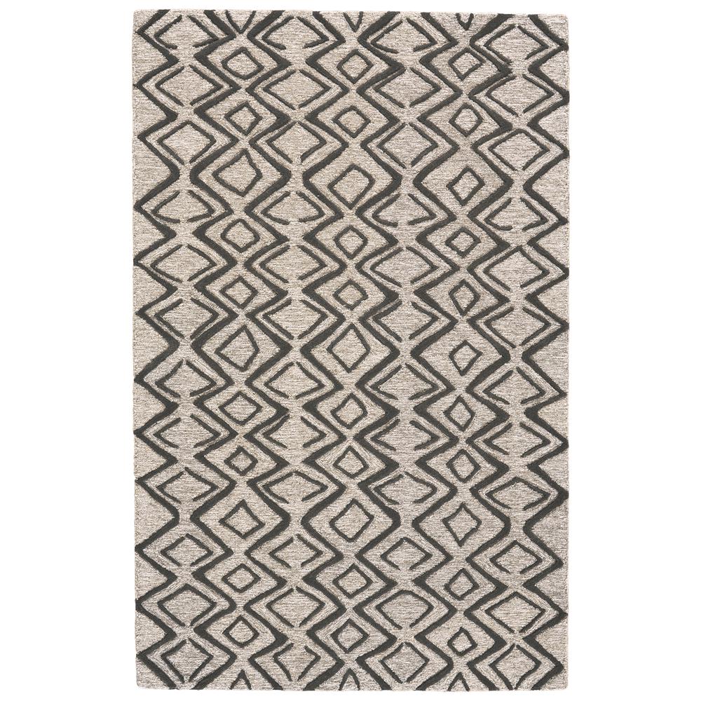 Enzo Minimalist Diamond Wool Rug, Warm Taupe/Black, 5ft x 8ft Area Rug, 7428733FCHLTPEE10. Picture 2