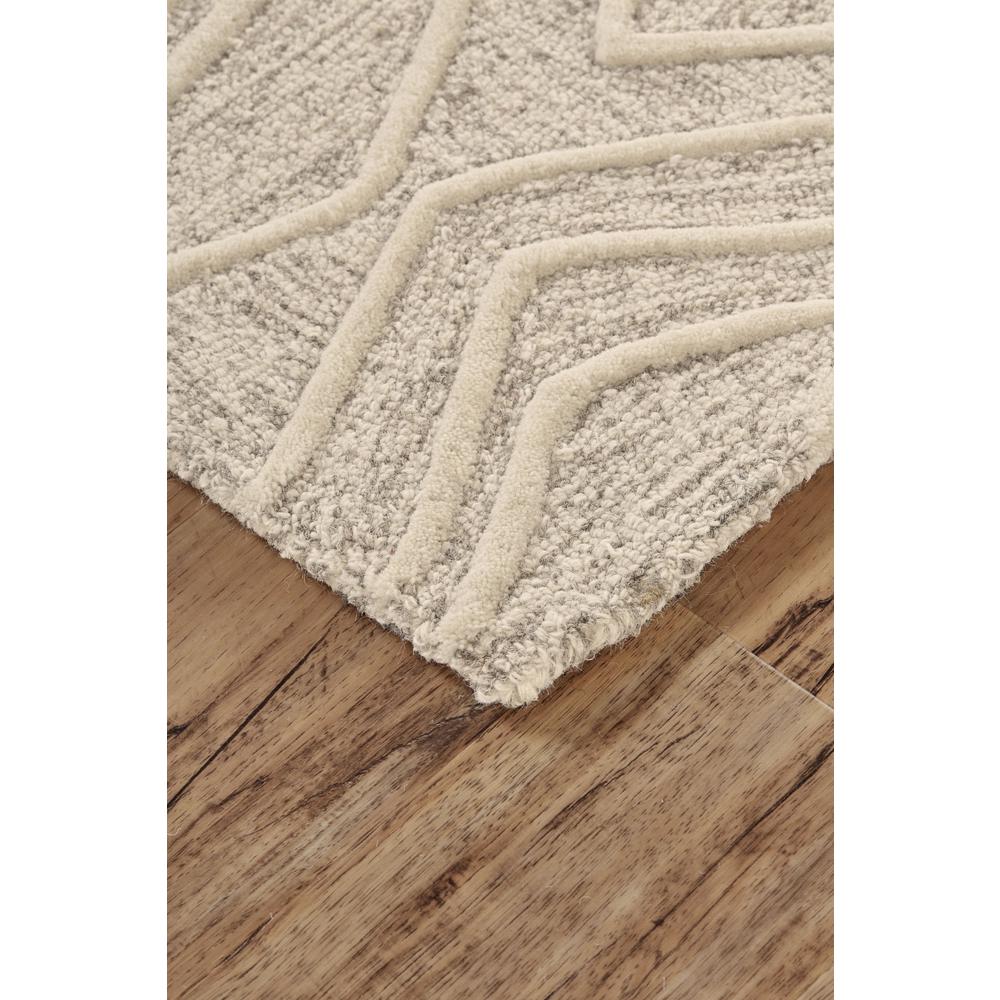 Enzo Modern Minimalist Wool Accent Rug, Ivory/Natural Tan, 3ft-6in x 5ft-6in, 7428738FIVYNATC50. Picture 3