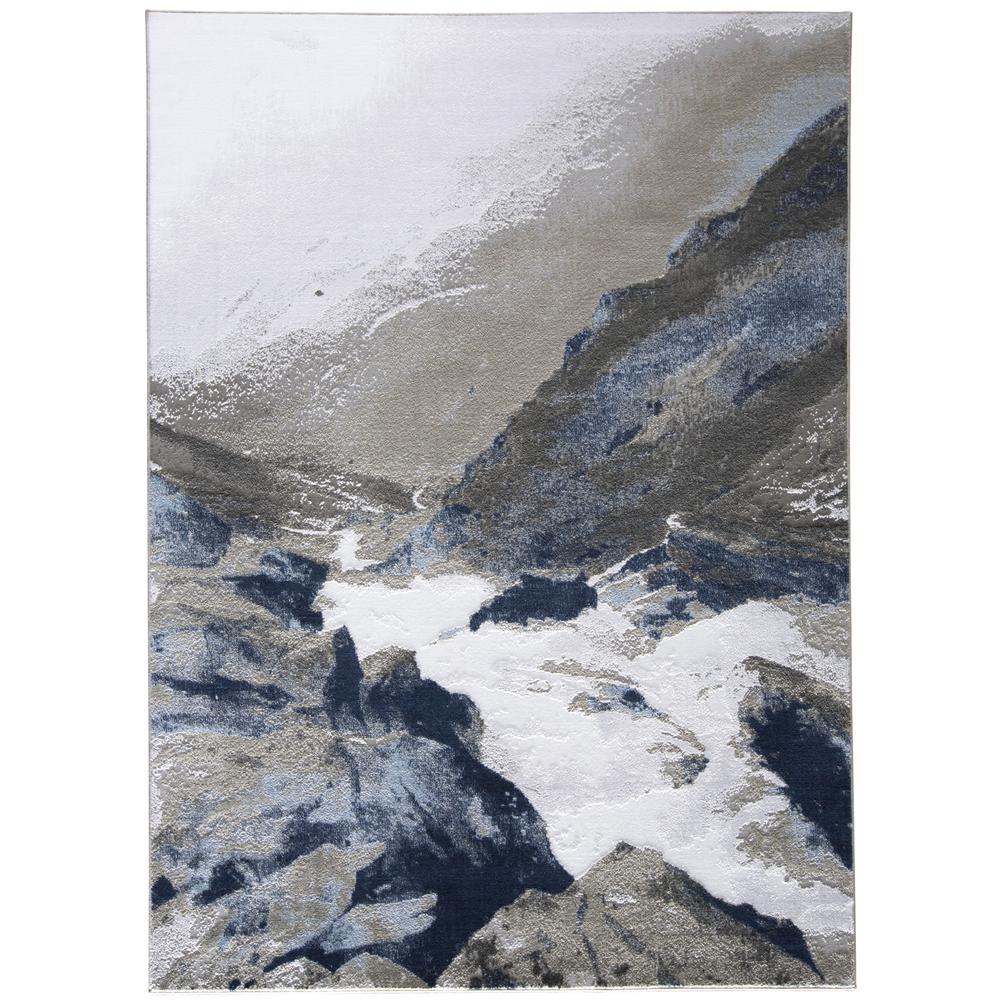 Gaspar Contemorary Abstract Rug, White/Ice Blue, 5ft-2in x 7ft-2in Area Rug, 7873838FGRYWHTE80. Picture 1
