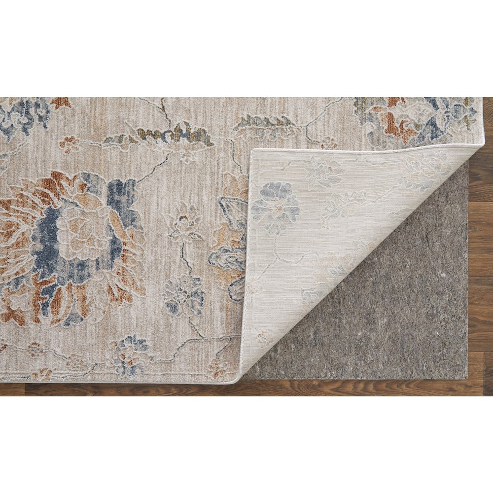 Pasha Transitional Floral & Botanical, Taupe/Ivory/Blue, 5' x 7'-6" Area Rug. Picture 4