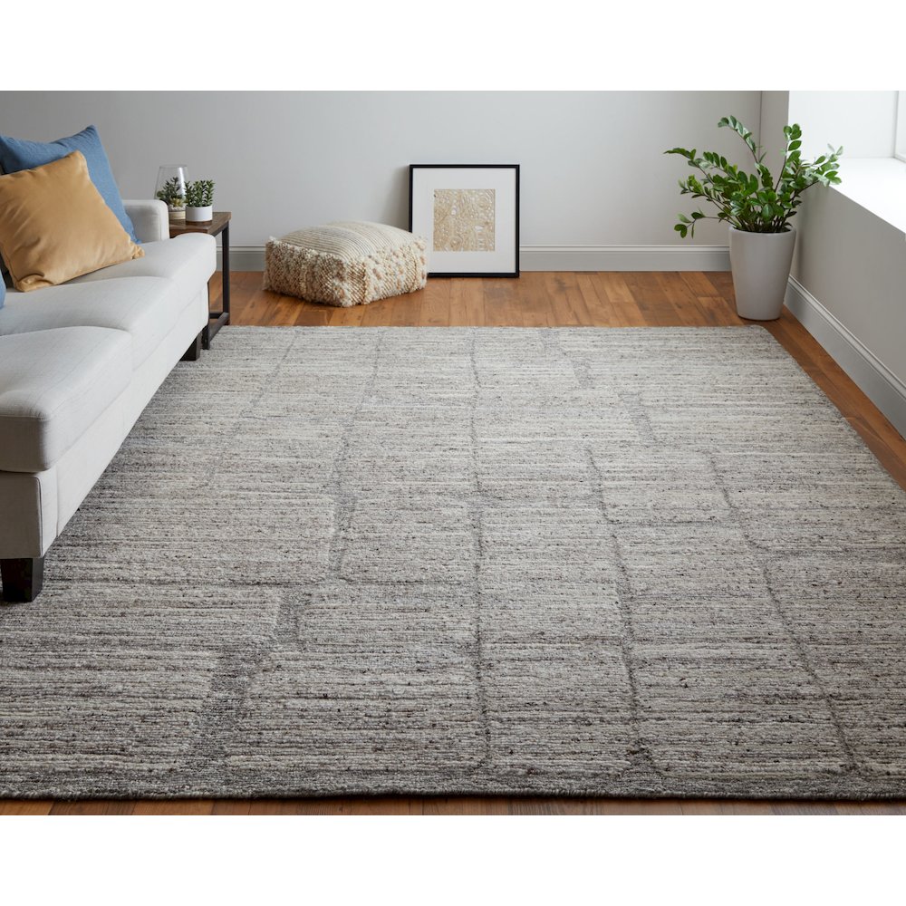 Navaro Modern Abstract, Gray/Ivory/Taupe, 9'-6" x 13'-6" Area Rug. Picture 2
