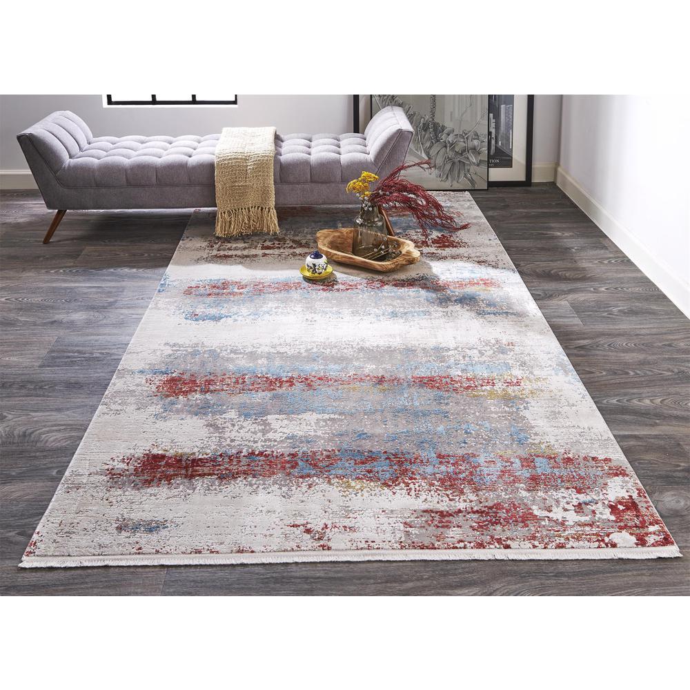 Cadiz Gradient Luster Rug, Gray/Deep Red/Blue, 3ft-1in x 5ft Accent Rug, 8663902FMLT000B05. Picture 1