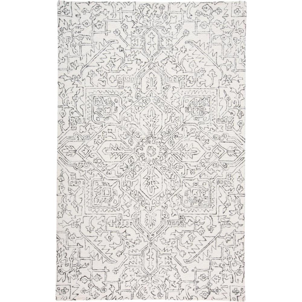 Belfort Modern Medallion Rug, Ivory/Charcoal, 8ft x 10ft Area Rug, 8698778FIVYCHLF00. Picture 2