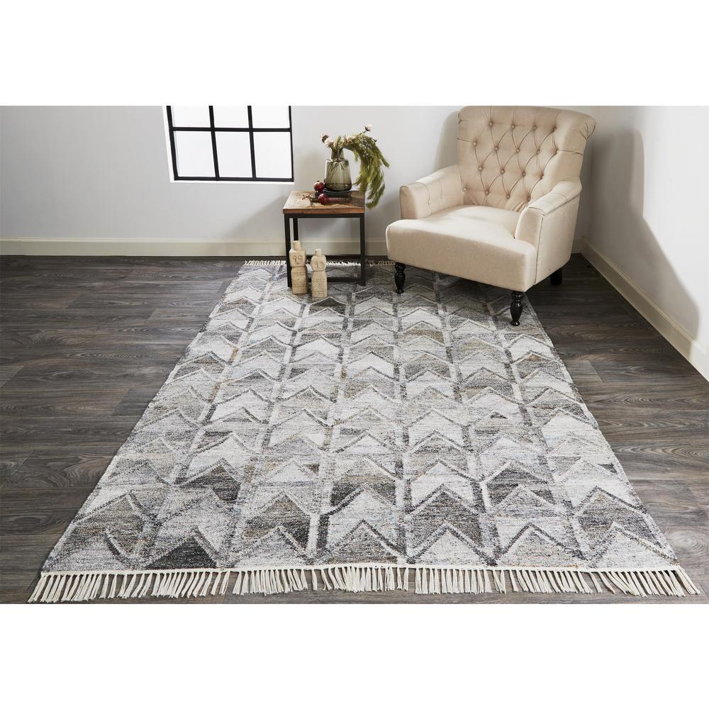 Beckett Eco-Friendly Moroccan Chevron Rug, Light/Dark Gray, 5ft x 8ft Area Rug, 8900813FGRY000E10. Picture 1