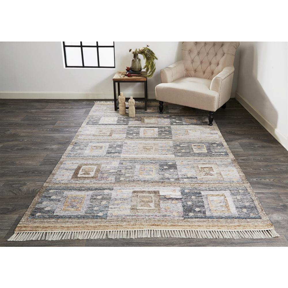 Beckett Eco-Friendly Moroccan Geometric Rug, Gray/Tan/Brown, 5ft x 8ft Area Rug, 8900816FCHLMLTE10. Picture 1